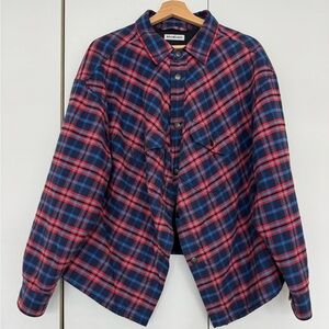 Balenciaga Red and Blue Plaid Button Down Shirt